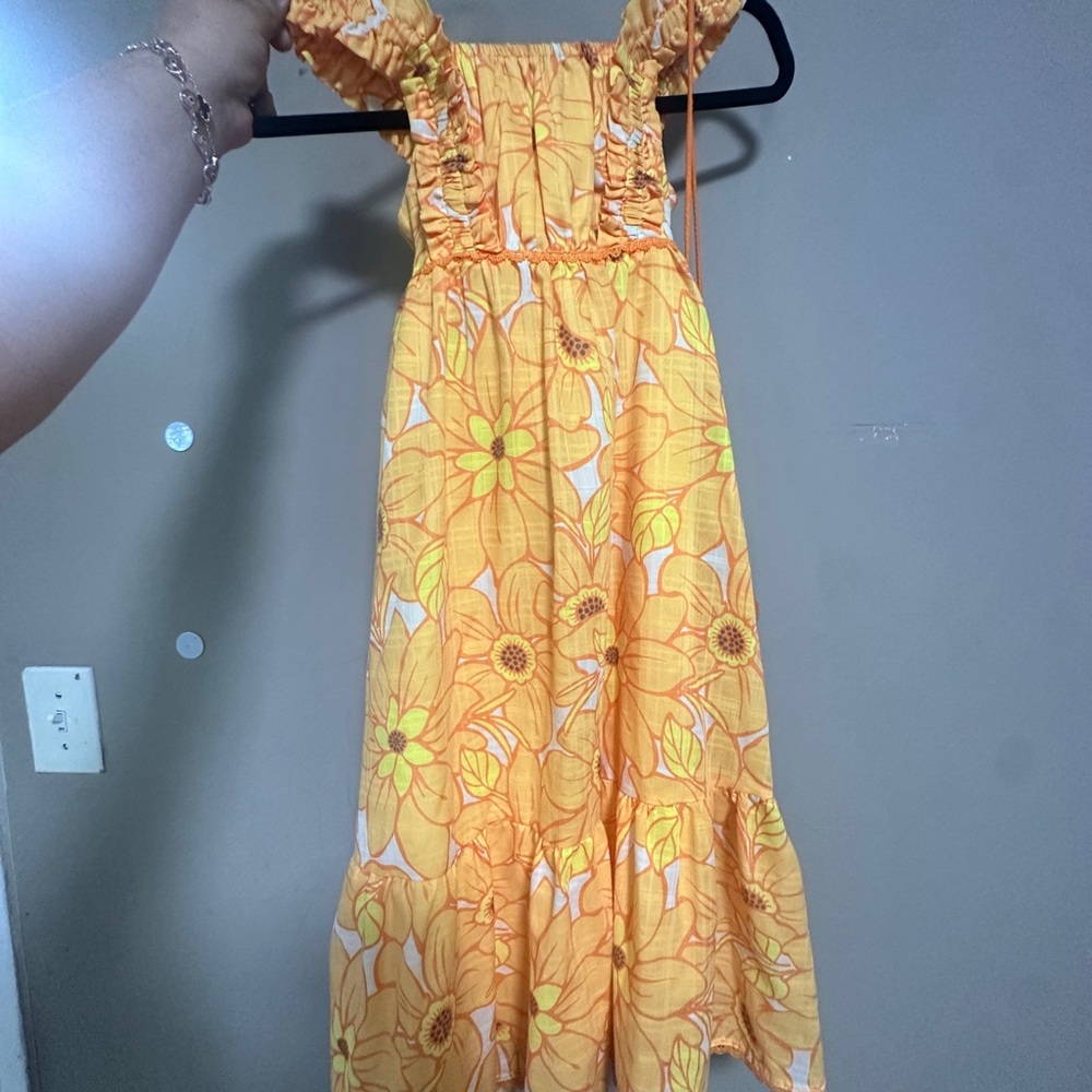 Rachel Zoe Yellow Orange Puff Sleeve Sundress
